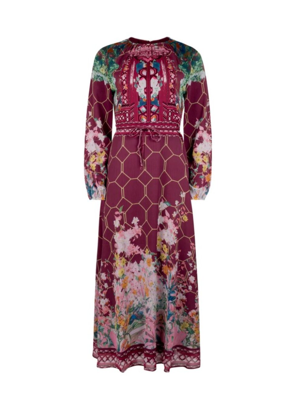 Gemma Albright Chiffon Printed Waisted Maxi Dress size XL